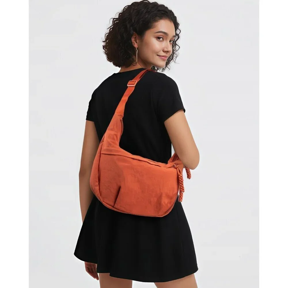 Women's Nylon Crescent Crossbody Bag Multi-Pocket Portable Lightweight Stylish